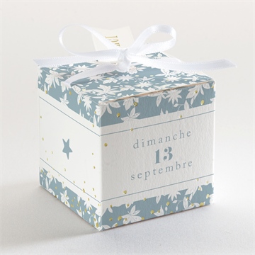 Boîte de dragées baptême gravure végétale - Dos de la boîte