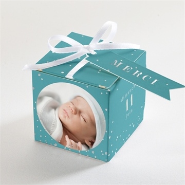 Boîte de dragées baptême motifs étoilés