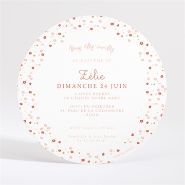 Faire-part de baptême tourbillon doré - Dos du faire-part