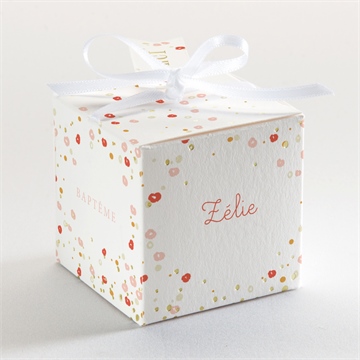 Boîte de dragées baptême tourbillon doré - Dos de la boîte