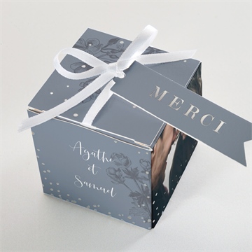 Boîte de dragées mariage dorure sur gravure - Dessus de la boîte