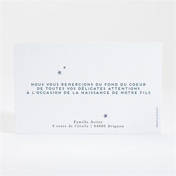 Remerciement naissance douce nuit - Dos de la carte