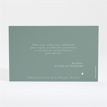 Remerciement naissance signature - Dos de la carte