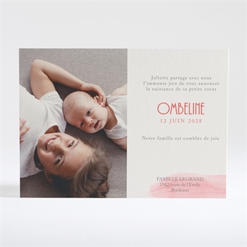 Faire-part naissance paysage d'aquarelle - Dos du faire-part