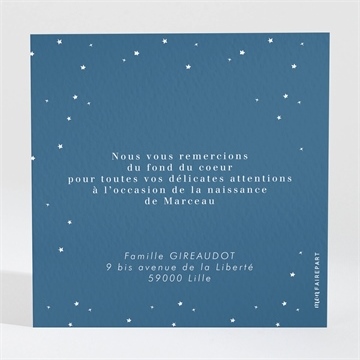 Remerciement naissance cadre chic et élégant - Dos de la carte