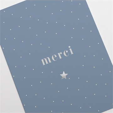 Remerciement naissance bleu givré - Détail de la carte