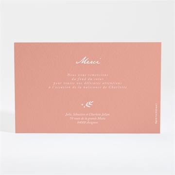 Remerciement naissance végétation copper - Dos de la carte