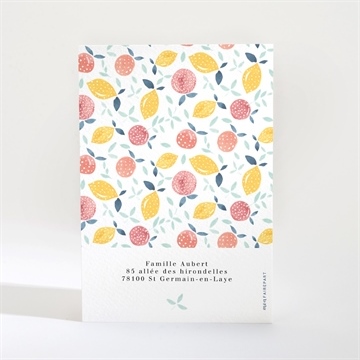 Remerciement naissance fruits d'été - Dos de la carte