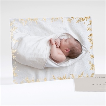 Faire-part naissance feuillage chic