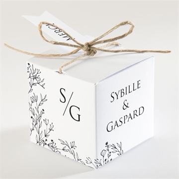 Boîte de dragées mariage délicate ficelle - Dos de la boîte