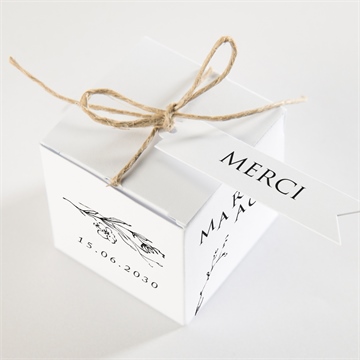 Boîte de dragées mariage délicate ficelle - Dessus de la boîte