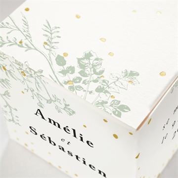 Boîte de dragées mariage belle nature - Marquage à chaud OR