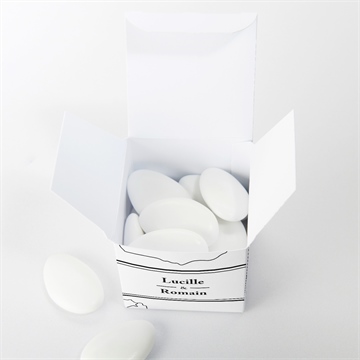 Boîte de dragées mariage dessin d'amour - Intérieur de la boîte