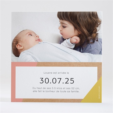 Faire-part naissance pastel et kraft - Dos du faire-part
