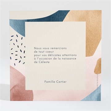 Remerciement naissance patchwork ethnique - Dos de la carte