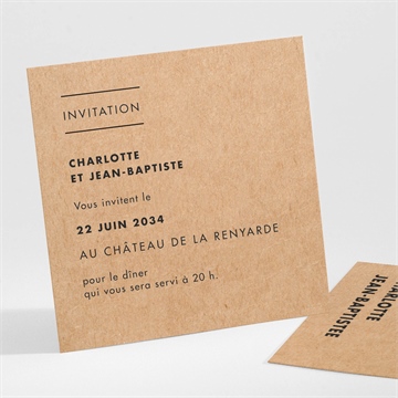 Carton d'invitation mariage so kraft