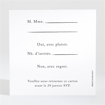 Carton réponse mariage sobriété - Dos du carton