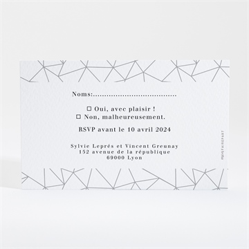 Carton réponse mariage géométrie enlacée - Dos du carton