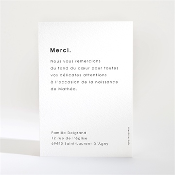 Remerciement naissance absolu moderne - Dos de la carte