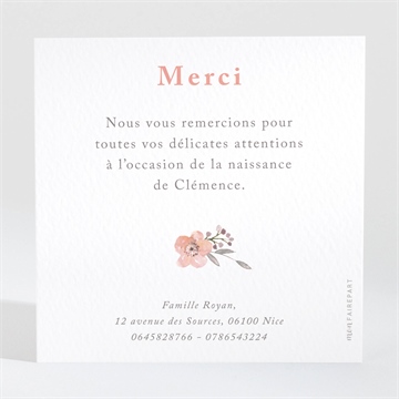 Remerciement naissance 4 photos - Dos de la carte