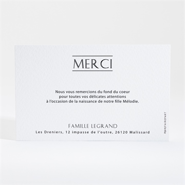 Remerciement naissance initiale en patchwork - Dos de la carte