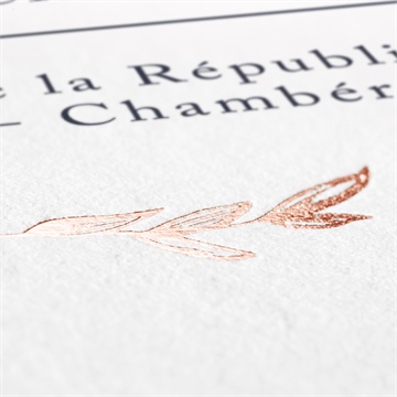 Faire-part naissance campanules et initiales - Détail du dos du faire-part