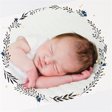 Remerciement naissance initiale couronnée dorure - Détail de la carte