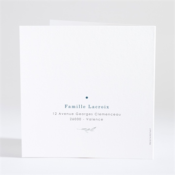 Faire-part naissance argent et aquarelle - Dos du faire-part