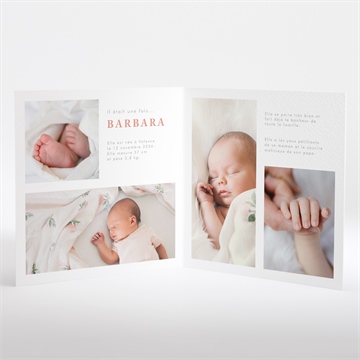 Faire-part naissance rose nude - Intérieur du faire-part