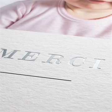 Remerciement naissance sobre et épuré - Marquage à chaud ARGENT