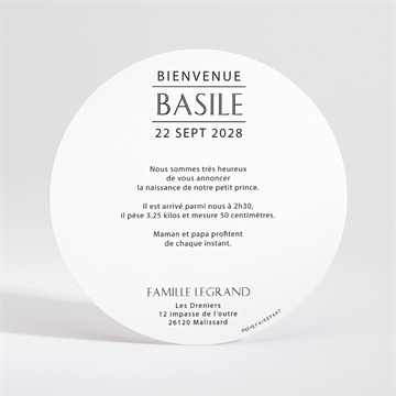 Faire-part naissance tout en rondeur - Dos du faire-part