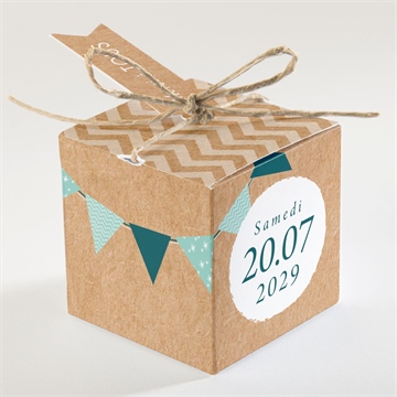 Boîte de dragées baptême farandole de kraft - Dos de la boîte