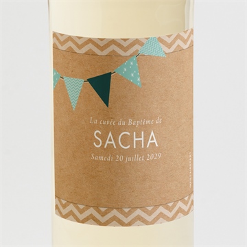 Etiquette de bouteille baptême farandole de kraft