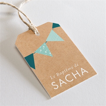 Etiquette baptême farandole de kraft
