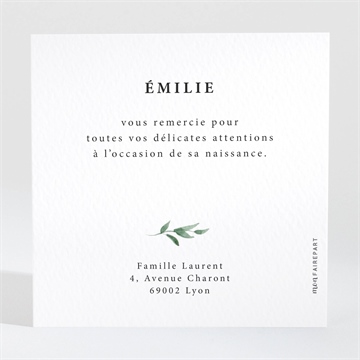 Remerciement naissance les petits coins champêtres - Dos de la carte