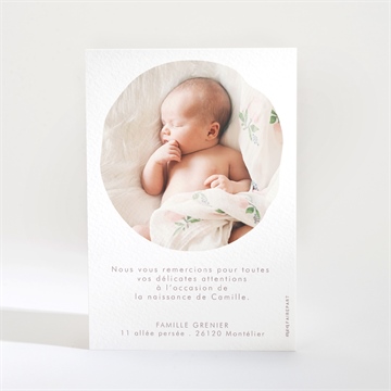 Remerciement naissance tendre nounours - Dos de la carte