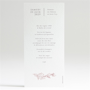 Menu mariage sous le saule - Dos du menu