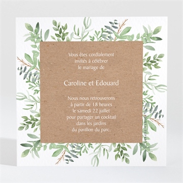 Carton d'invitation mariage feuillage d'été