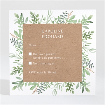Carton réponse mariage feuillage d'été magnet
