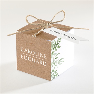 Boîte de dragées mariage feuillage d'été magnet