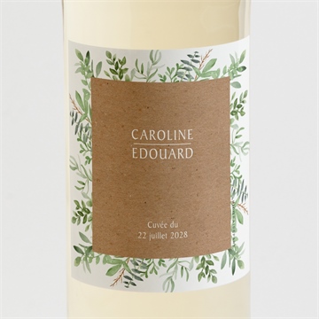 Etiquette de bouteille mariage feuillage d'été magnet