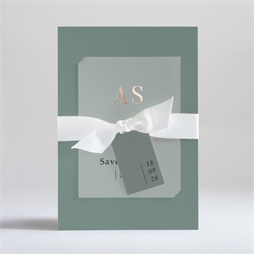 Faire-part mariage vert laurier