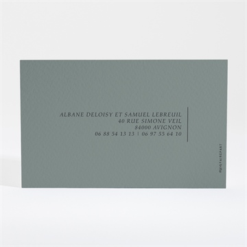 Carton réponse mariage vert laurier - Dos du carton