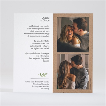 Faire-part mariage fougères - Dos du faire-part