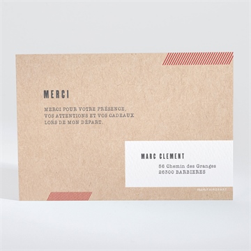 Remerciement départ à la retraite nouvelles frontières - Dos de la carte