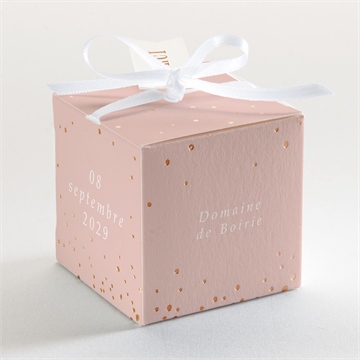 Boîte de dragées mariage romance rétro - Dos de la boîte