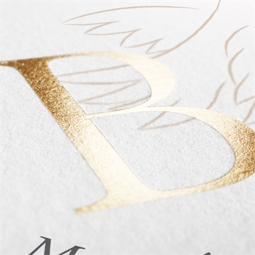 Faire-part de baptême initiales d'or - Détail du faire-part