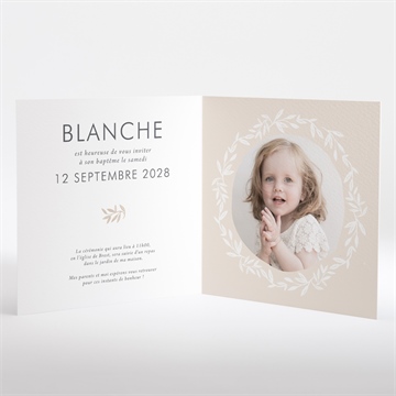 Faire-part de baptême initiales d'or - Intérieur du faire-part