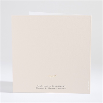 Faire-part de baptême initiales d'or - Dos du faire-part