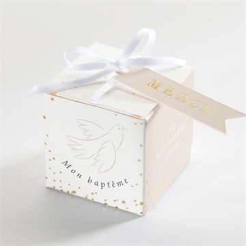 Boîte de dragées baptême initiales d'or